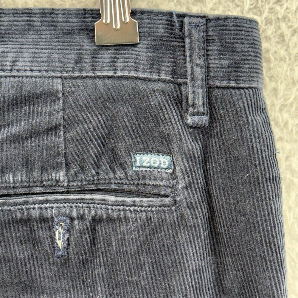 Izod Mens Blue Corduroy Flat Front Casual Straight Fit Leg Pants Size‎ 36x34 - Picture 8 of 8